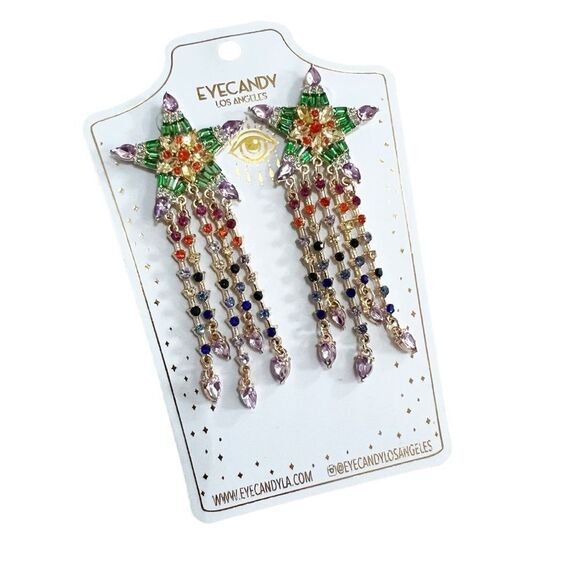 Eye Candy Los Angeles Celestial Star Statement Multicolor Earrings - Picture 5 of 5